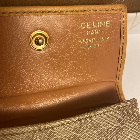 Céline Beige / Light Brown Macadam Coin Purse Pvc Leather Flap Pattern Micro - Picture 5 of 9